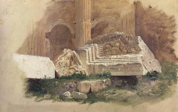 Frederic E.Church Interior of the Temple of Bacchus,Baalbek,Syria Sweden oil painting art